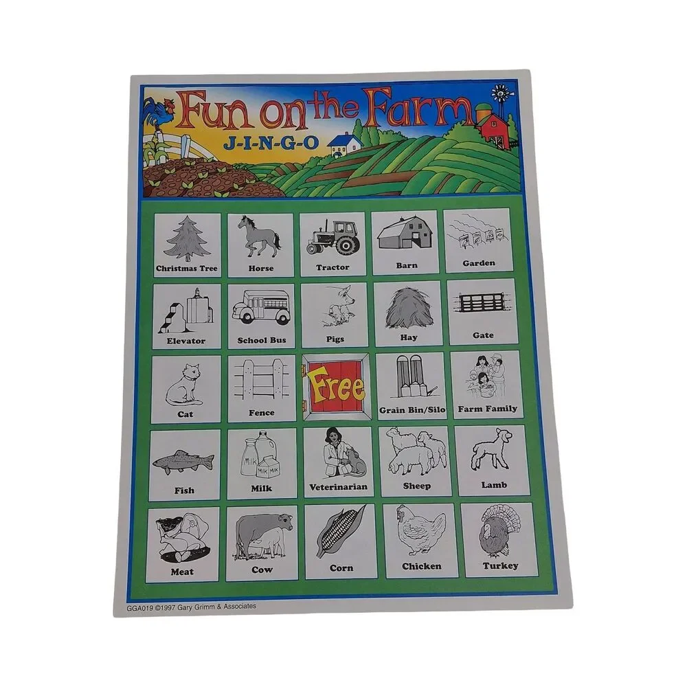 JINGO Bingo Style Educational Game Vtg 90’s Fun On The Farm & Zoo Animals Set